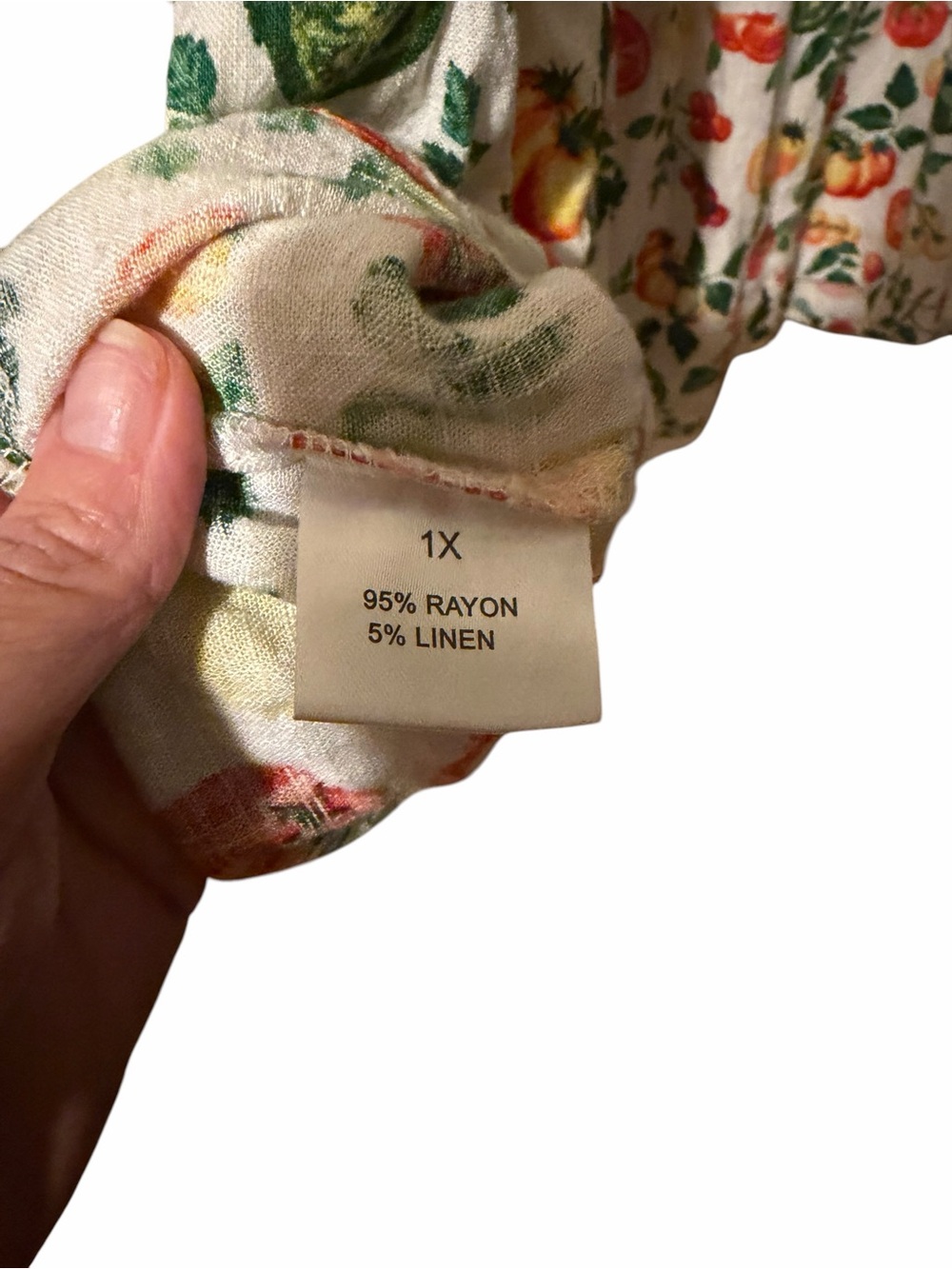 Jane + Delancey Veggie Print Button-Front Smock Dress size 1X - Picture 6 of 6